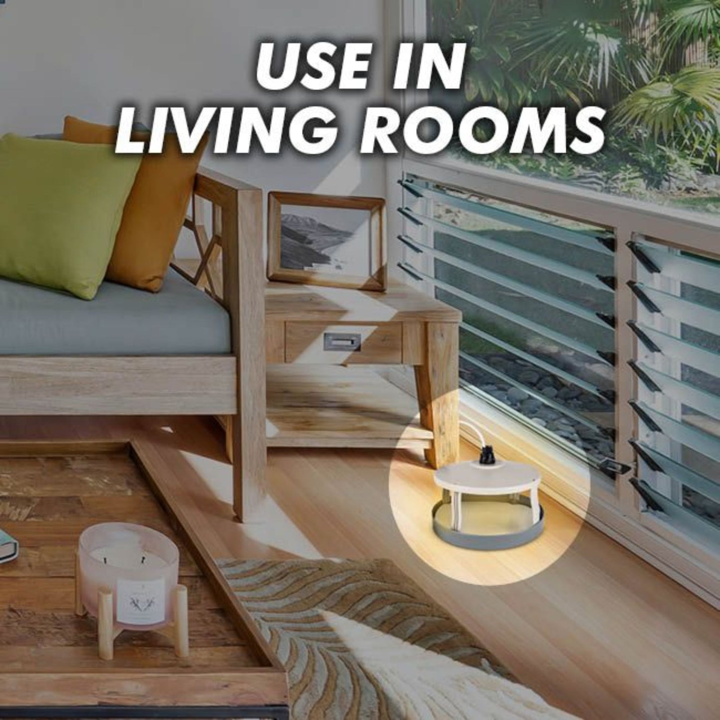 Flea Killer Heat Lamp Trap in Living Room
