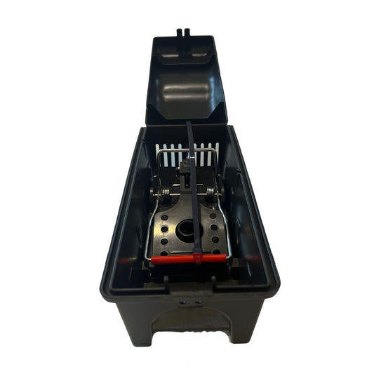 PestBuddy Easy-to-Set Rat Trap and Compact Lockable Trap Box Open