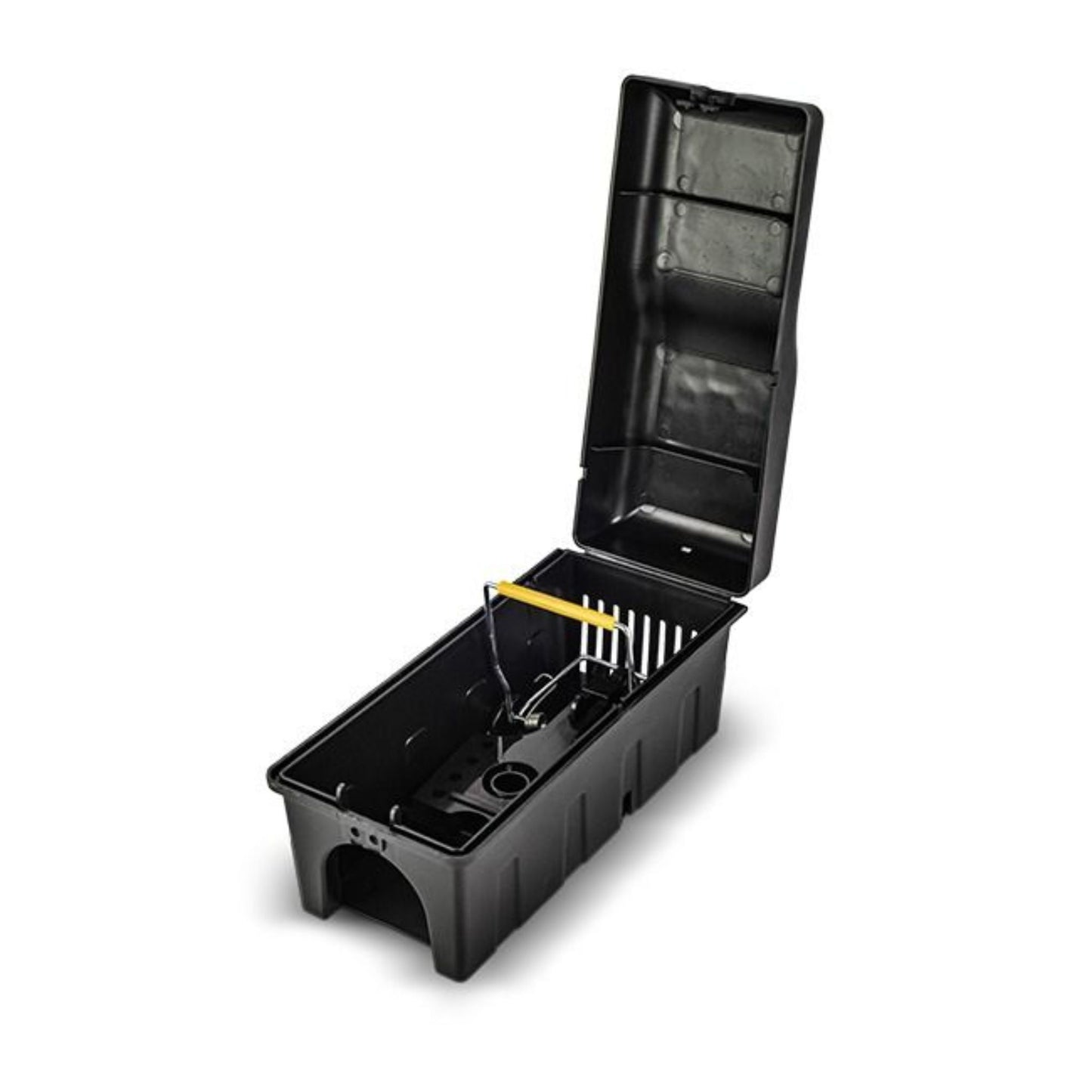Rotech Compact, Lockable Mouse Trap Box - Open with trap
