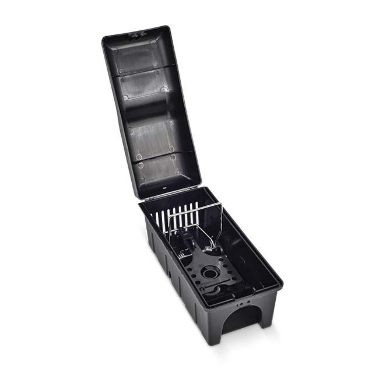 Rotech Compact, Lockable Rat Bait & Trap Station - Open with Trap