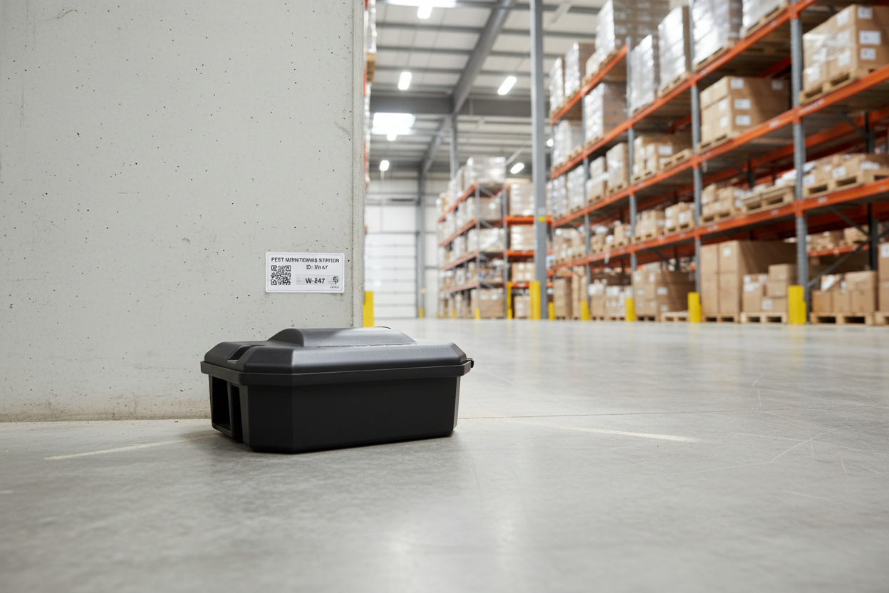 Rodent monitoring setup in warehouse