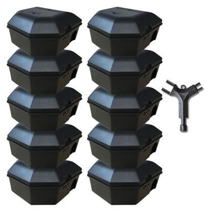 10 x Rotech Lockable Mouse Snap Boxes - Black (Multipack)