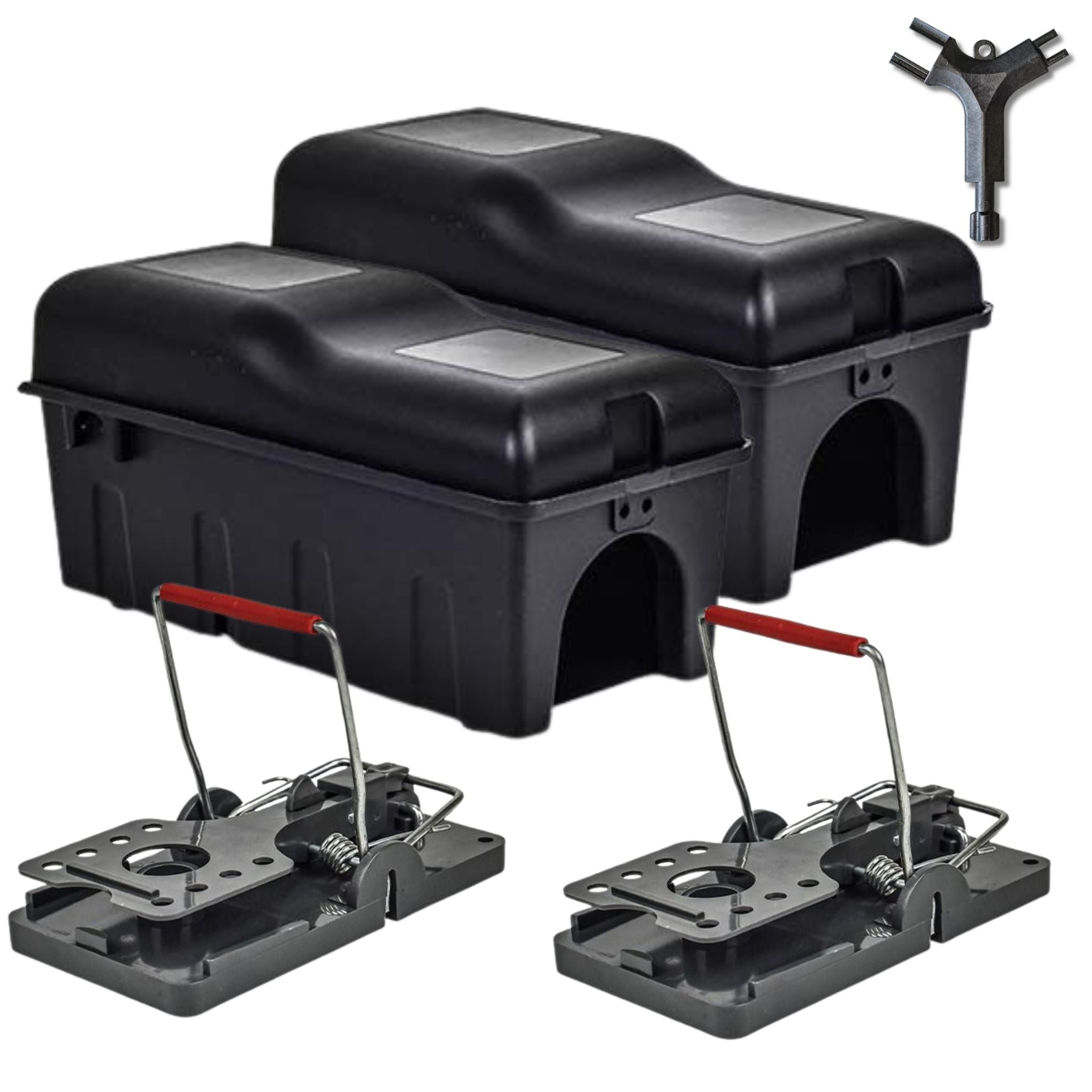 2 x Rat Snap Traps and Compact, Bait & Trap Stations Kit