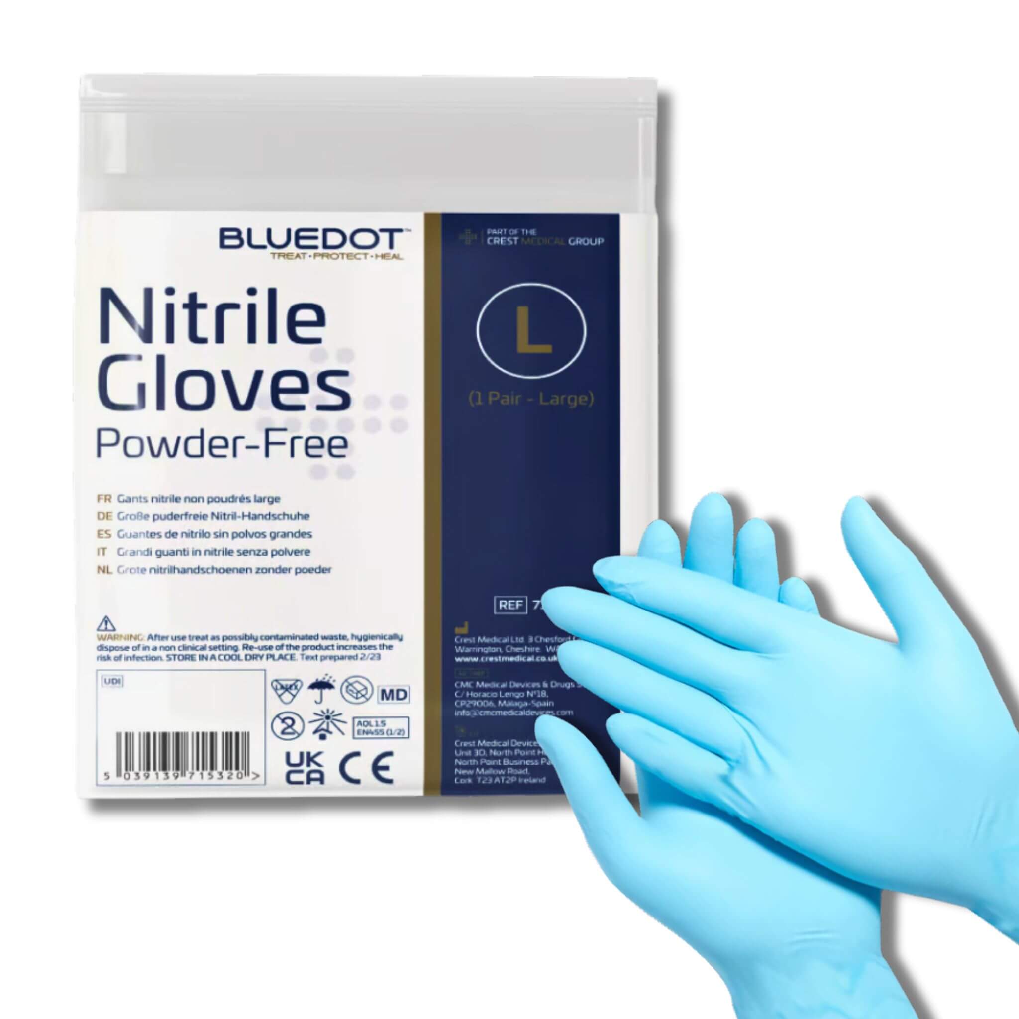 powder uk handschuhe Blue Dot Nitrile Gloves – Powder-Free, Latex-Free – XL, L, M, S – PestBuddy