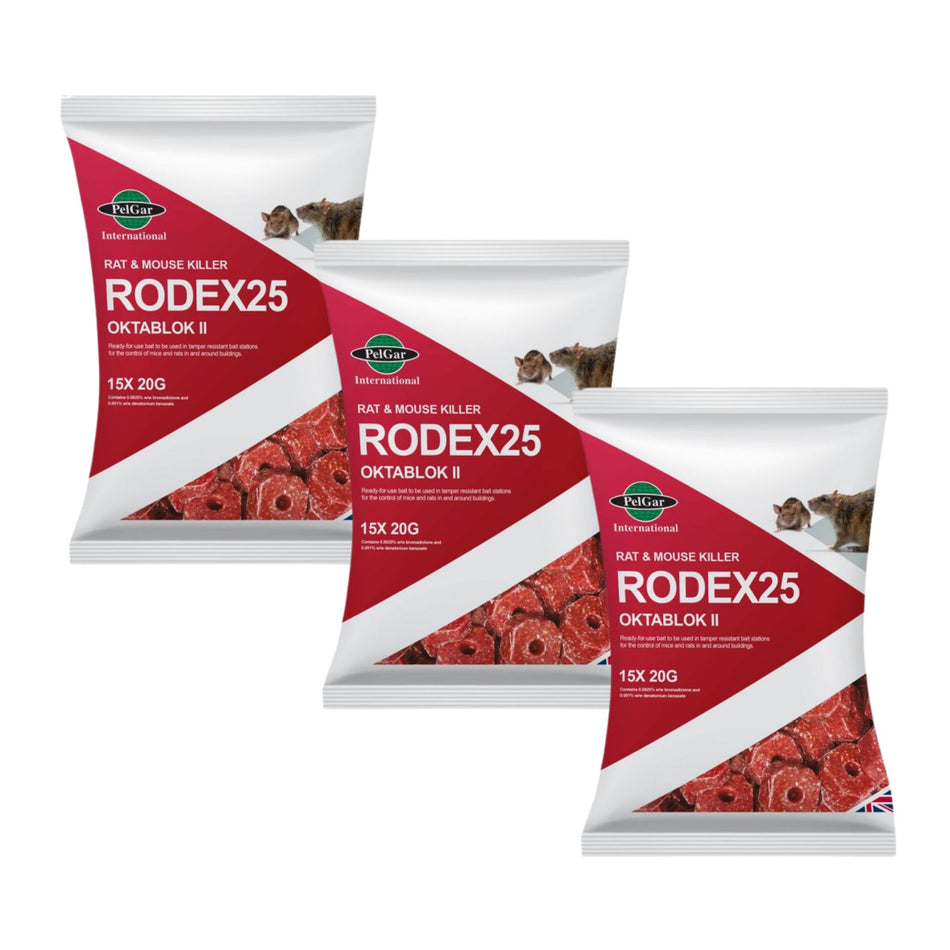 Pelgar Rodex 25 Oktablok II – Rat & Mouse Bait Blocks – 45 x 20g