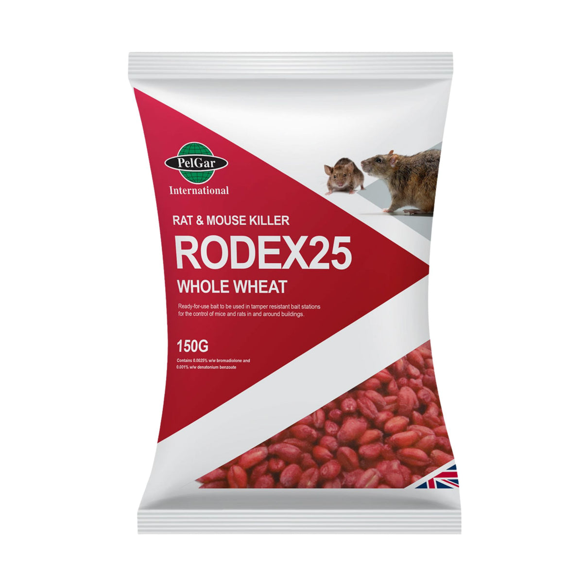Pelgar Rodex 25 Whole Wheat Rat & Mouse Killer Bait 150g Sachet