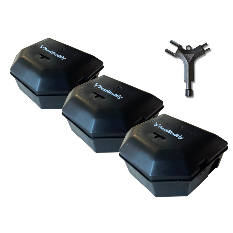 PestBuddy Mouse Bait Station Boxes – Discreet, Tamper-Resistant – 3 Pack