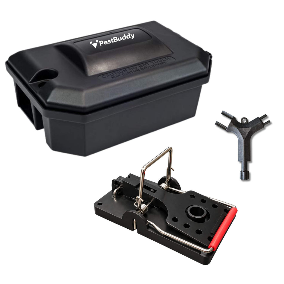 PestBuddy Rat Trap & Bullet Bait Station Kit - Easy Setup, Fast Results