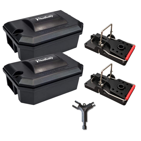 PestBuddy Rat Traps & Bullet Bait Stations Kit - 2 Pack