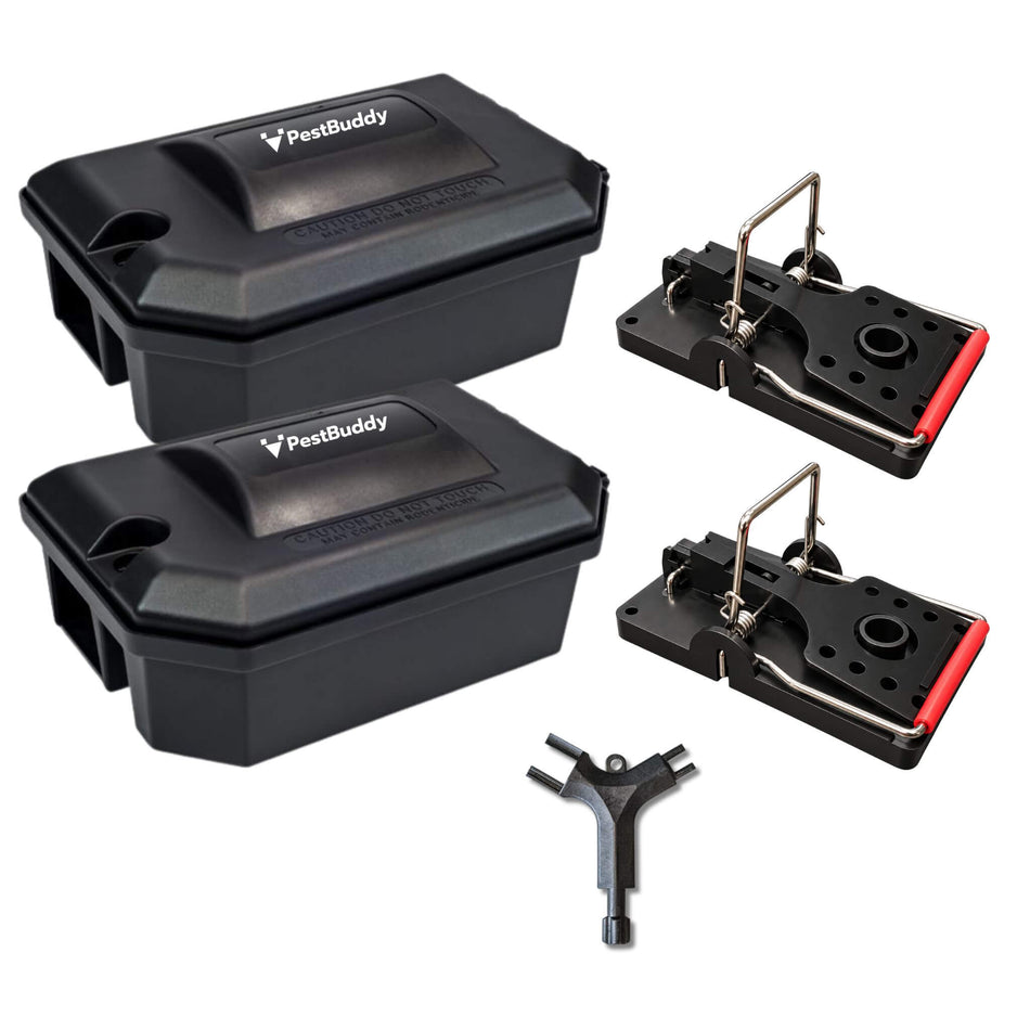 PestBuddy Rat Traps & Bullet Bait Stations Kit - 2 Pack