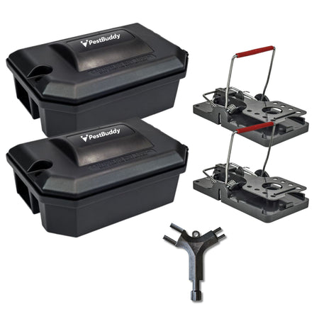 PestBuddy Rat Traps & Bullet Bait Stations Kit – 2 Pack