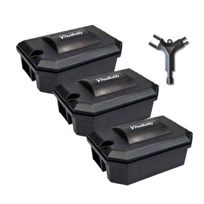 PestBuddy Bullet Rat Bait Stations – Durable, Tamper-Resistant – 3 Pack