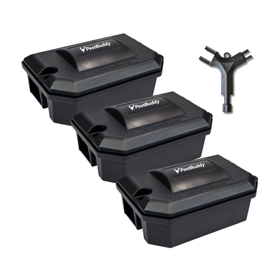 PestBuddy Bullet Rat Bait Stations – Durable, Tamper-Resistant – 3 Pack