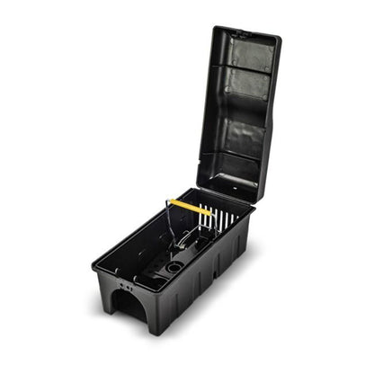 Rotech Compact, Lockable Mouse Trap Box - Open with trap