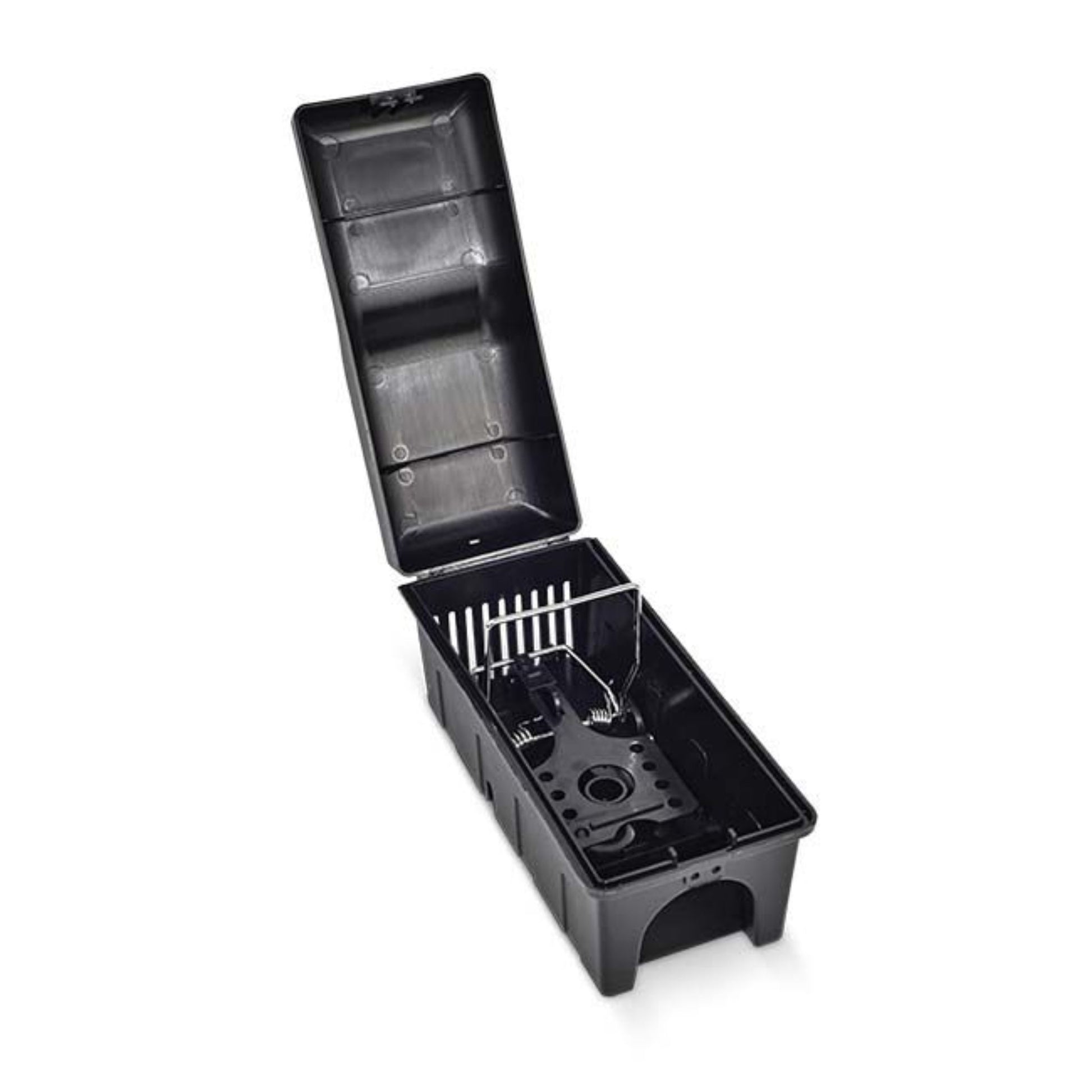 Rotech Compact, Lockable Rat Bait & Trap Station - Open with Trap