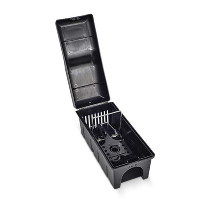 Rotech Compact, Lockable Rat Bait & Trap Station - Open with Trap