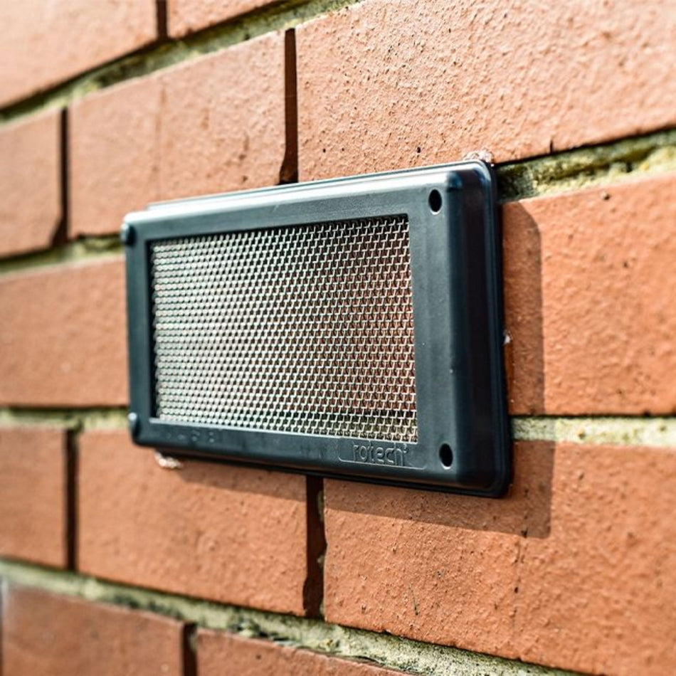 Rotech VentMesh Air Brick Cover on wall at angle