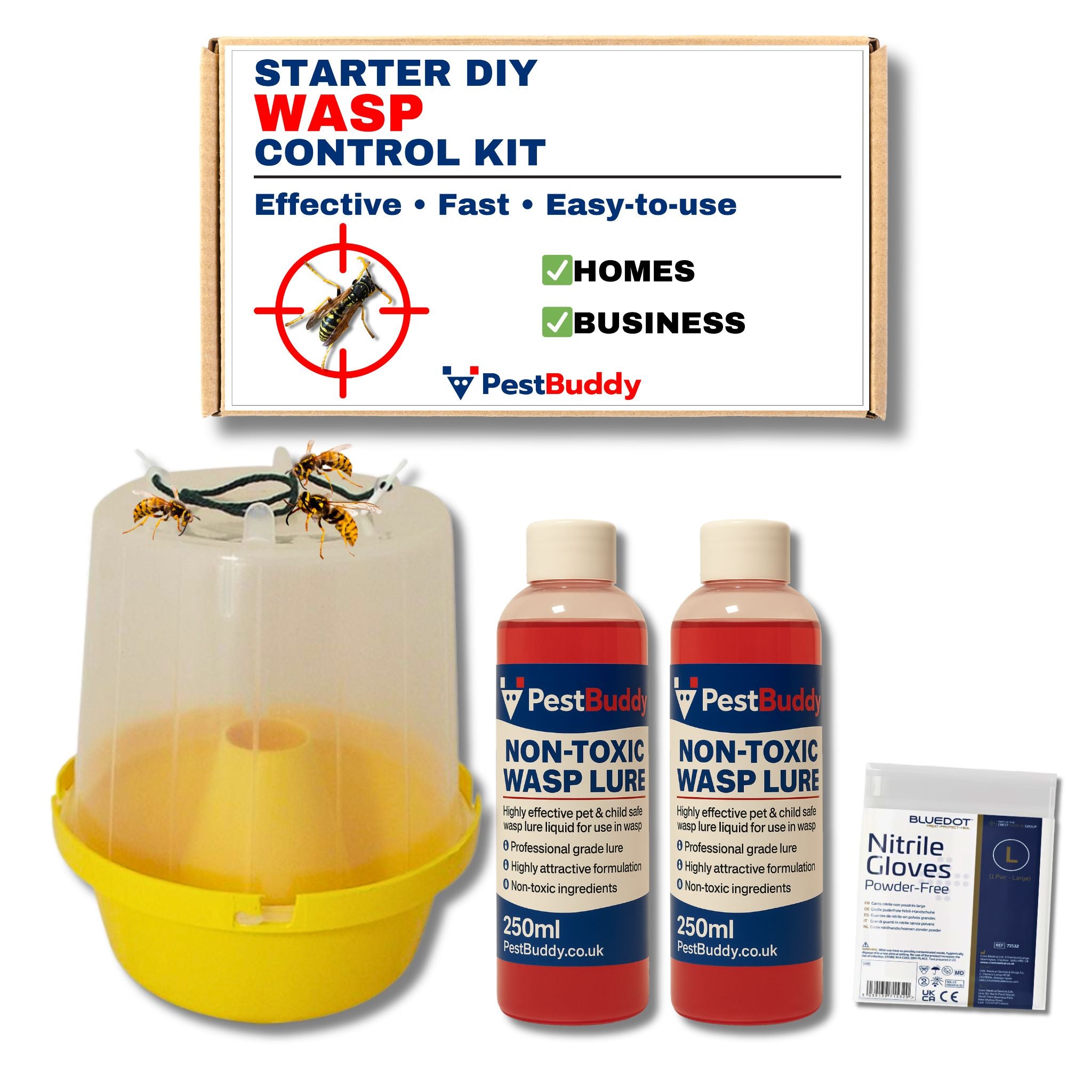Starter Wasp Control Kit – Wasp Trap Pot & 2 x 250ml Non-Toxic Wasp Lure