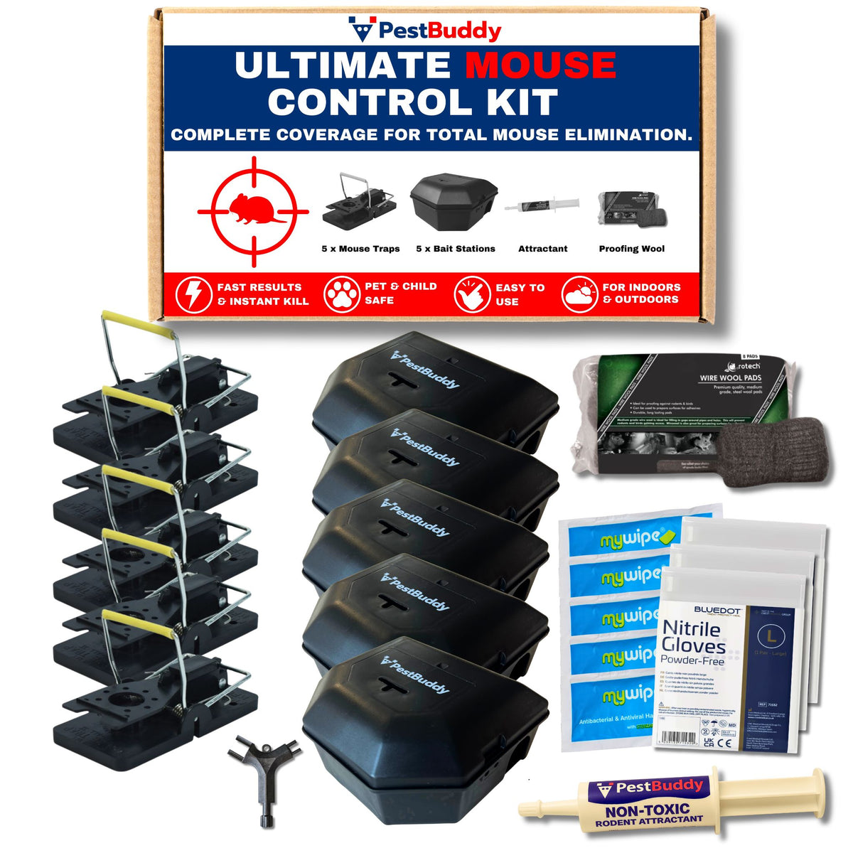 Ultimate DIY Mouse Control Kit – 5 x Mouse Traps and Bait Stations