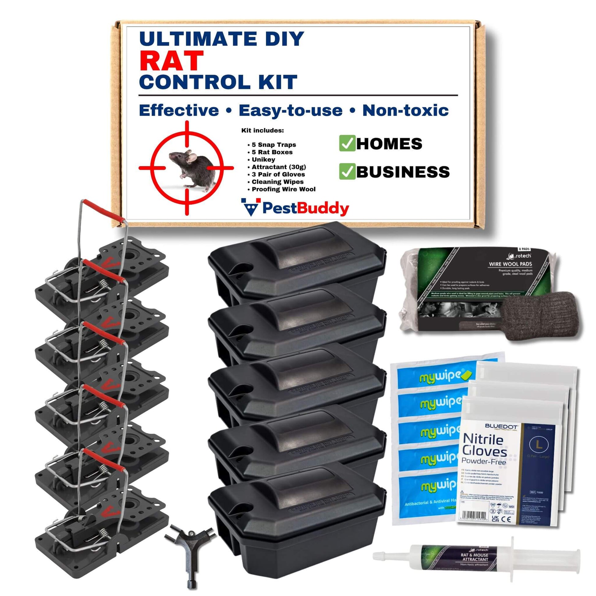 Ultimate DIY Rat Control Kit – 5 x Rat Traps and Bait Stations