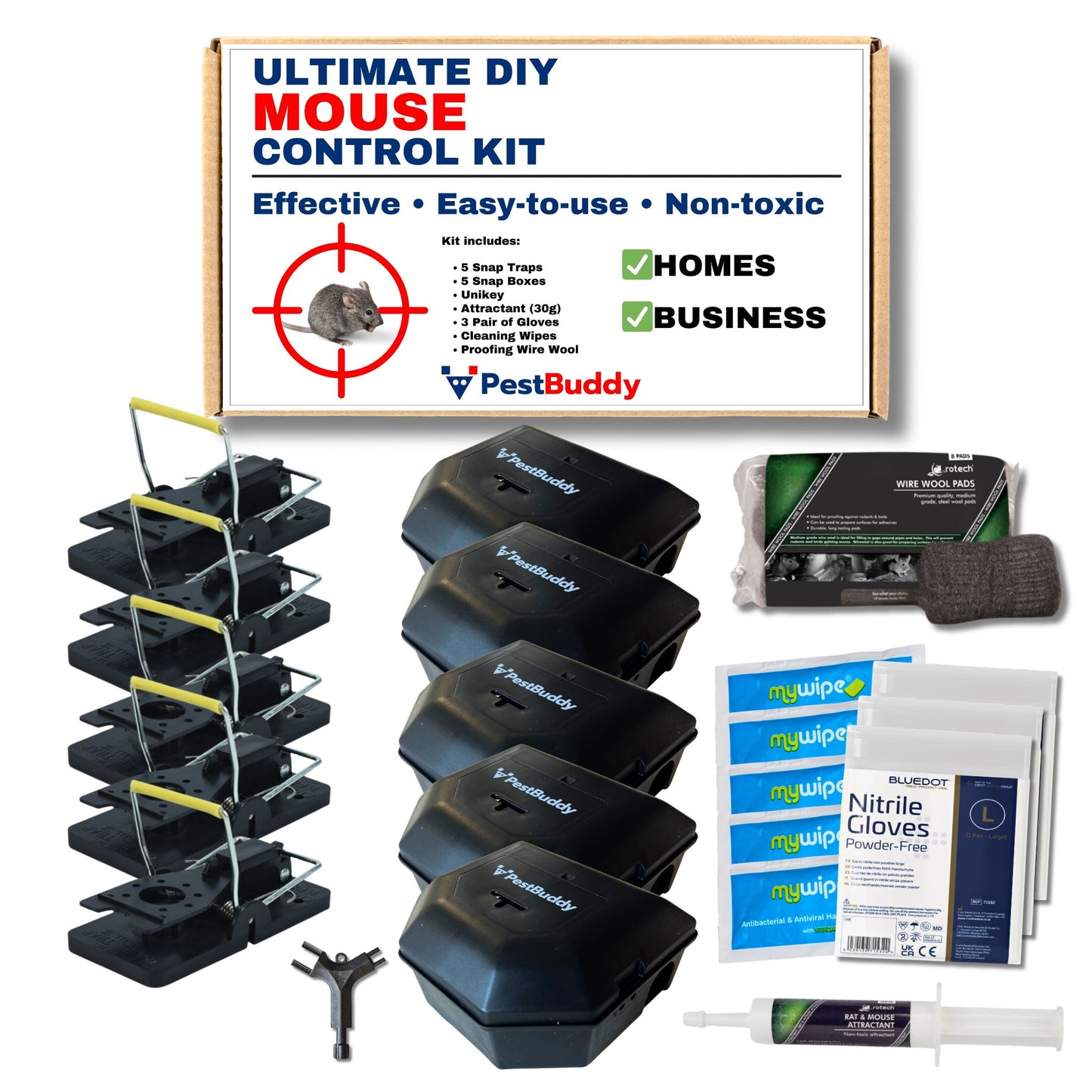 Ultimate DIY Mouse Control Kit – 5 x Mouse Traps and Bait Stations